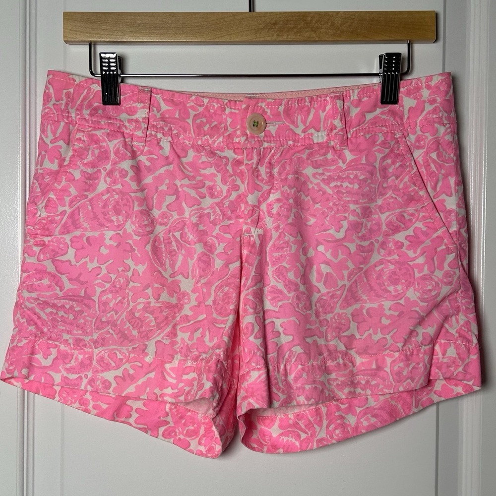 Lilly Pulitzer 100% Cotton Cosmo Pink Mini Party Favors Callahan Mid Rise Shorts
